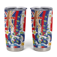 Hawaiian Sea Turtles and Plumeria Tumbler Cup with Lei and Flag Grunge Style