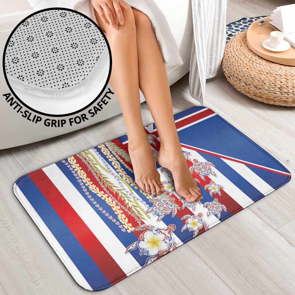 Hawaiian Polynesian Tribal Turtles Bathroom Set with Lei and Flag Style