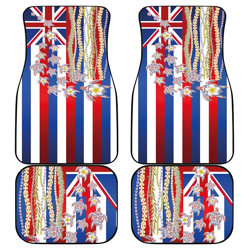 Hawaiian Polynesian Tribal Turtles Car Mats with Lei and Flag Style LT03 - Polynesian Pride