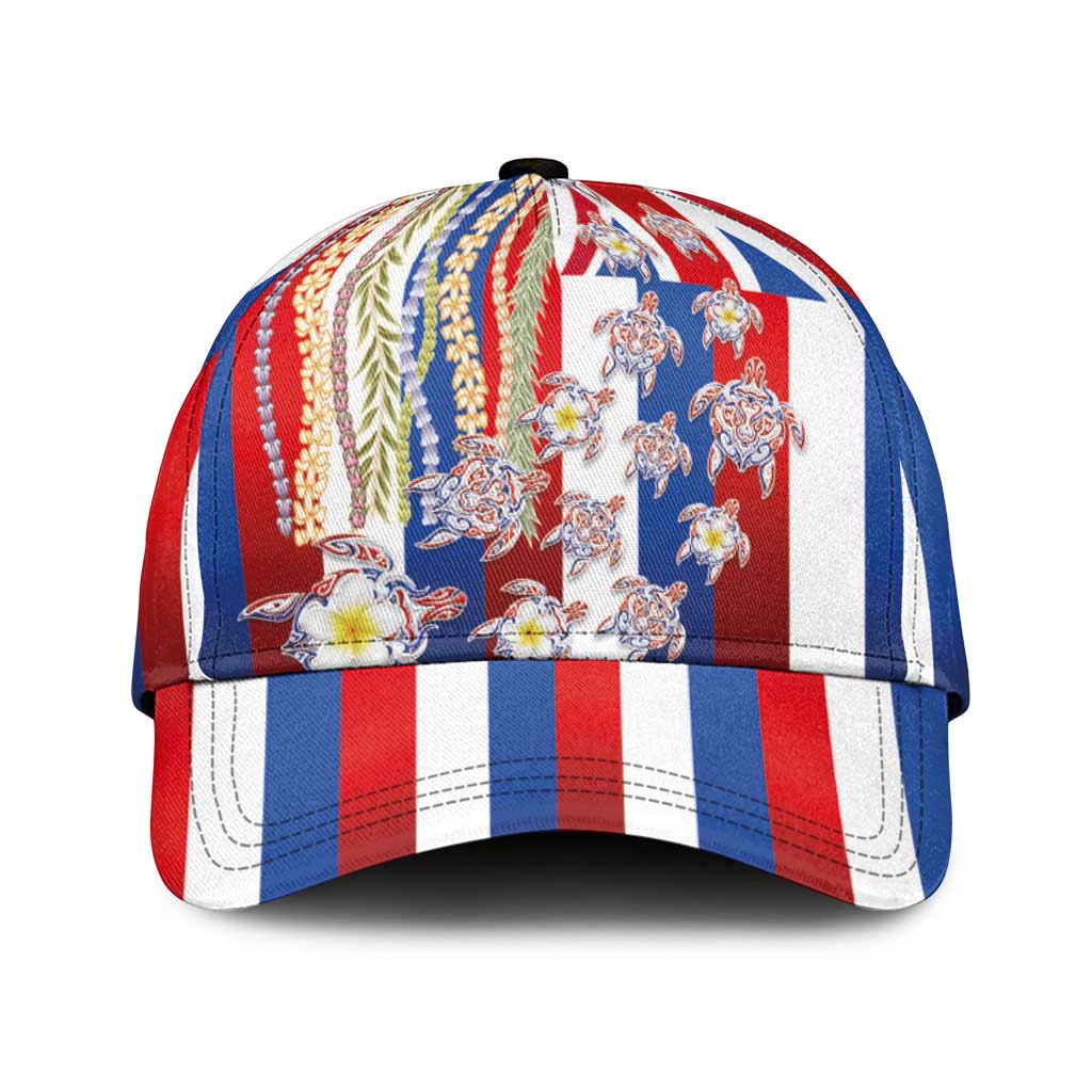 Hawaiian Polynesian Tribal Turtles Classic Cap with Lei and Flag Style