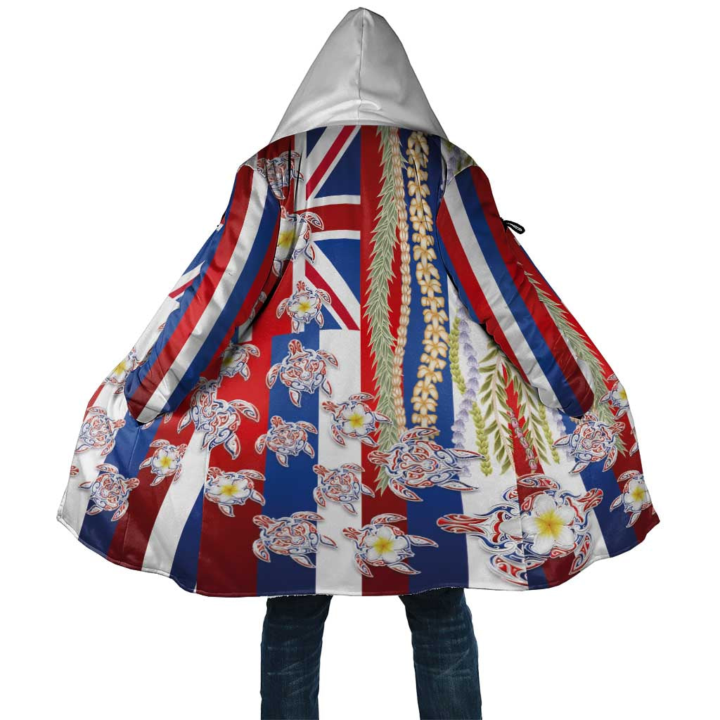 Hawaiian Polynesian Tribal Turtles Cloak with Lei and Flag Style