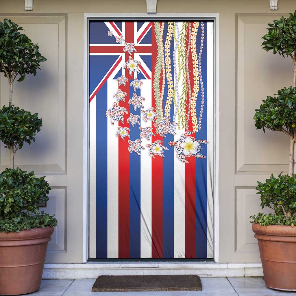 Hawaiian Polynesian Tribal Turtles Door Cover with Lei and Flag Style
