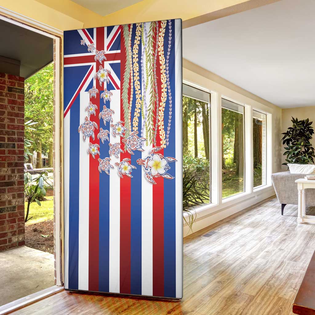 Hawaiian Polynesian Tribal Turtles Door Cover with Lei and Flag Style LT03 - Polynesian Pride