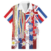 Hawaiian Polynesian Tribal Turtles Family Matching Long Sleeve Bodycon Dress and Hawaiian Shirt with Lei and Flag Style