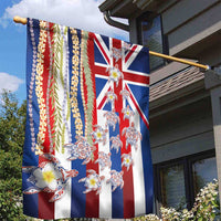 Hawaiian Polynesian Tribal Turtles Garden Flag with Lei and Flag Style LT03 - Polynesian Pride
