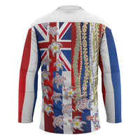 Hawaiian Polynesian Tribal Turtles Hockey Jersey with Lei and Flag Style