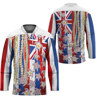 Hawaiian Polynesian Tribal Turtles Hockey Jersey with Lei and Flag Style