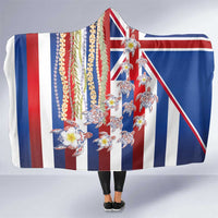 Hawaiian Polynesian Tribal Turtles Hooded Blanket with Lei and Flag Style LT03 One Size Multicolor - Polynesian Pride