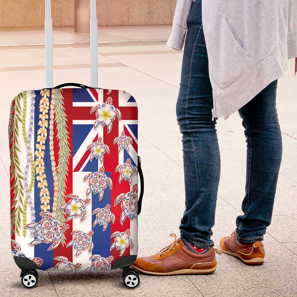 Hawaiian Polynesian Tribal Turtles Luggage Cover with Lei and Flag Style