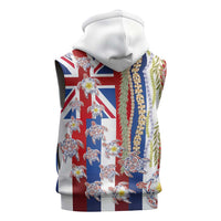 Hawaiian Polynesian Tribal Turtles Sleeveless Hoodie with Lei and Flag Style LT03 - Polynesian Pride