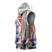Hawaiian Polynesian Tribal Turtles Sleeveless Hoodie with Lei and Flag Style LT03 - Polynesian Pride