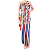 Hawaiian Polynesian Tribal Turtles Tank Maxi Dress with Lei and Flag Style LT03 Women Multicolor - Polynesian Pride