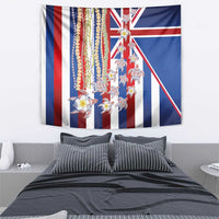 Hawaiian Polynesian Tribal Turtles Tapestry with Lei and Flag Style