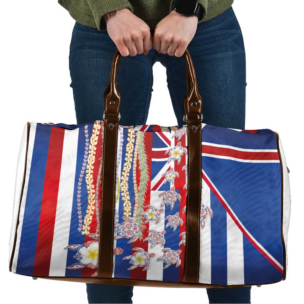 Hawaiian Polynesian Tribal Turtles Travel Bag with Lei and Flag Style