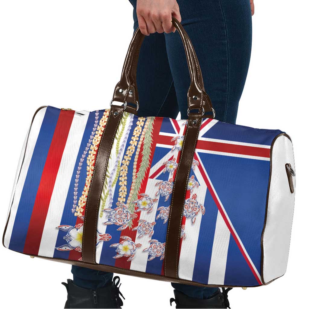 Hawaiian Polynesian Tribal Turtles Travel Bag with Lei and Flag Style
