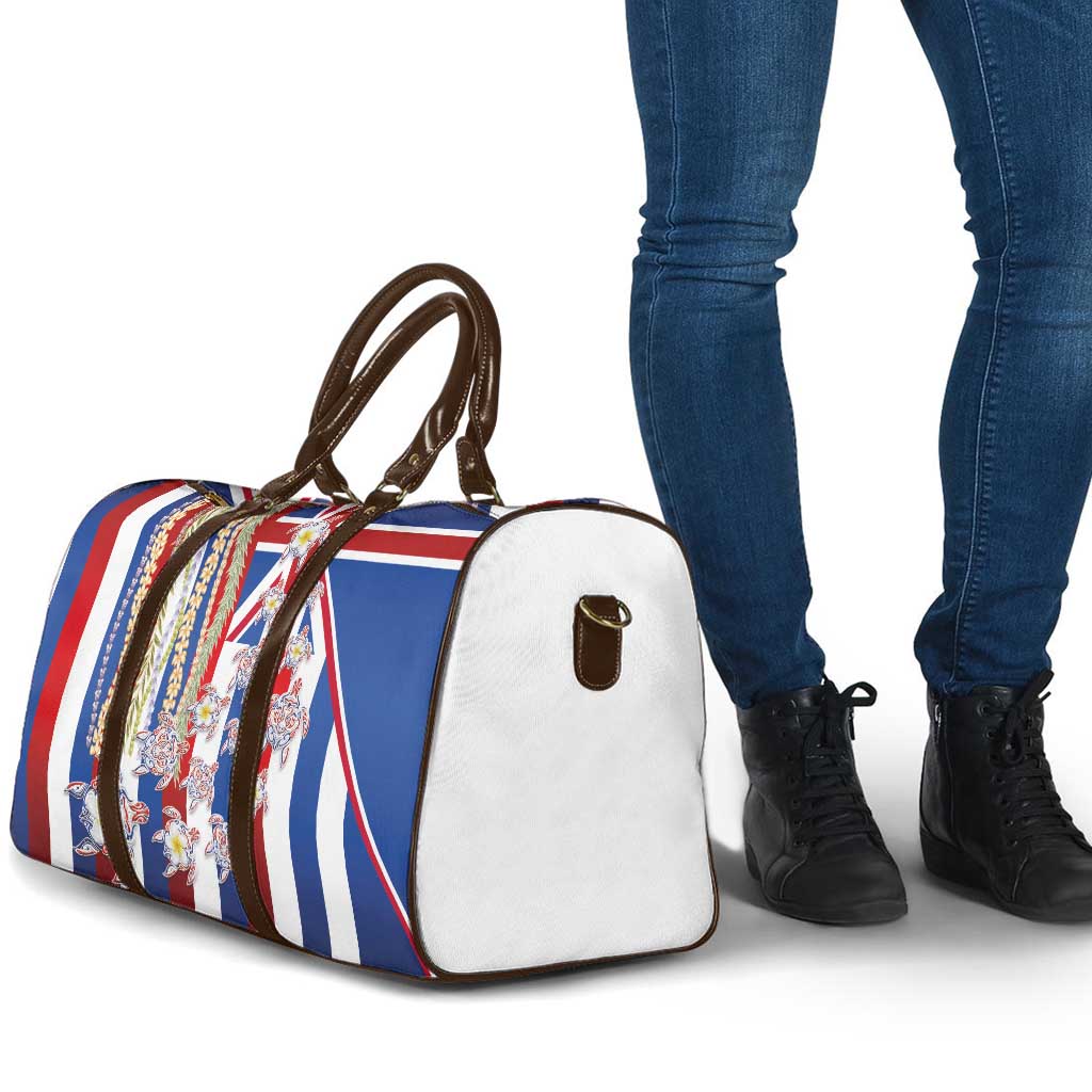 Hawaiian Polynesian Tribal Turtles Travel Bag with Lei and Flag Style