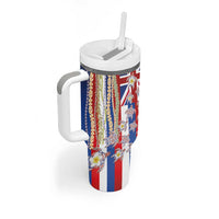 Hawaiian Polynesian Tribal Turtles Tumbler With Handle with Lei and Flag Style