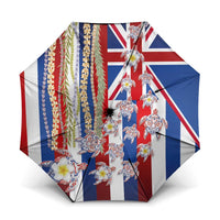 Hawaiian Polynesian Tribal Turtles Umbrella with Lei and Flag Style