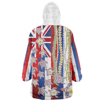 Hawaiian Polynesian Tribal Turtles Wearable Blanket Hoodie with Lei and Flag Style