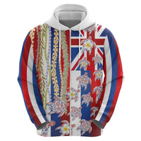 Hawaiian Polynesian Tribal Turtles Zip Hoodie with Lei and Flag Style LT03 - Polynesian Pride