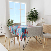Hawaiian Tribal Manta Ray Tablecloth Kakau Tattoo and Flowers Surfing Waves Pattern Ocean Color LT03 - Polynesian Pride
