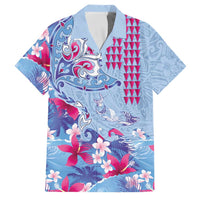 Hawaiian Tribal Manta Ray Family Matching Summer Maxi Dress and Hawaiian Shirt Kakau Tattoo and Flowers Surfing Waves Pattern Soft Color