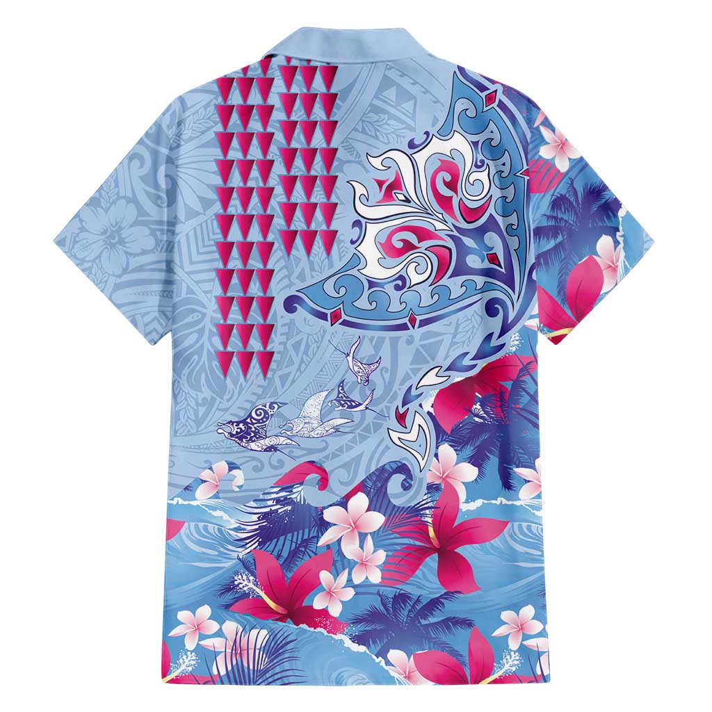 Hawaiian Tribal Manta Ray Family Matching Summer Maxi Dress and Hawaiian Shirt Kakau Tattoo and Flowers Surfing Waves Pattern Soft Color
