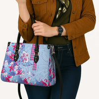 Hawaiian Tribal Manta Ray Leather Bag Kakau Tattoo and Flowers Surfing Waves Pattern Soft Color