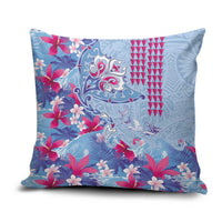 Hawaiian Tribal Manta Ray Pillow Cover Kakau Tattoo and Flowers Surfing Waves Pattern Soft Color