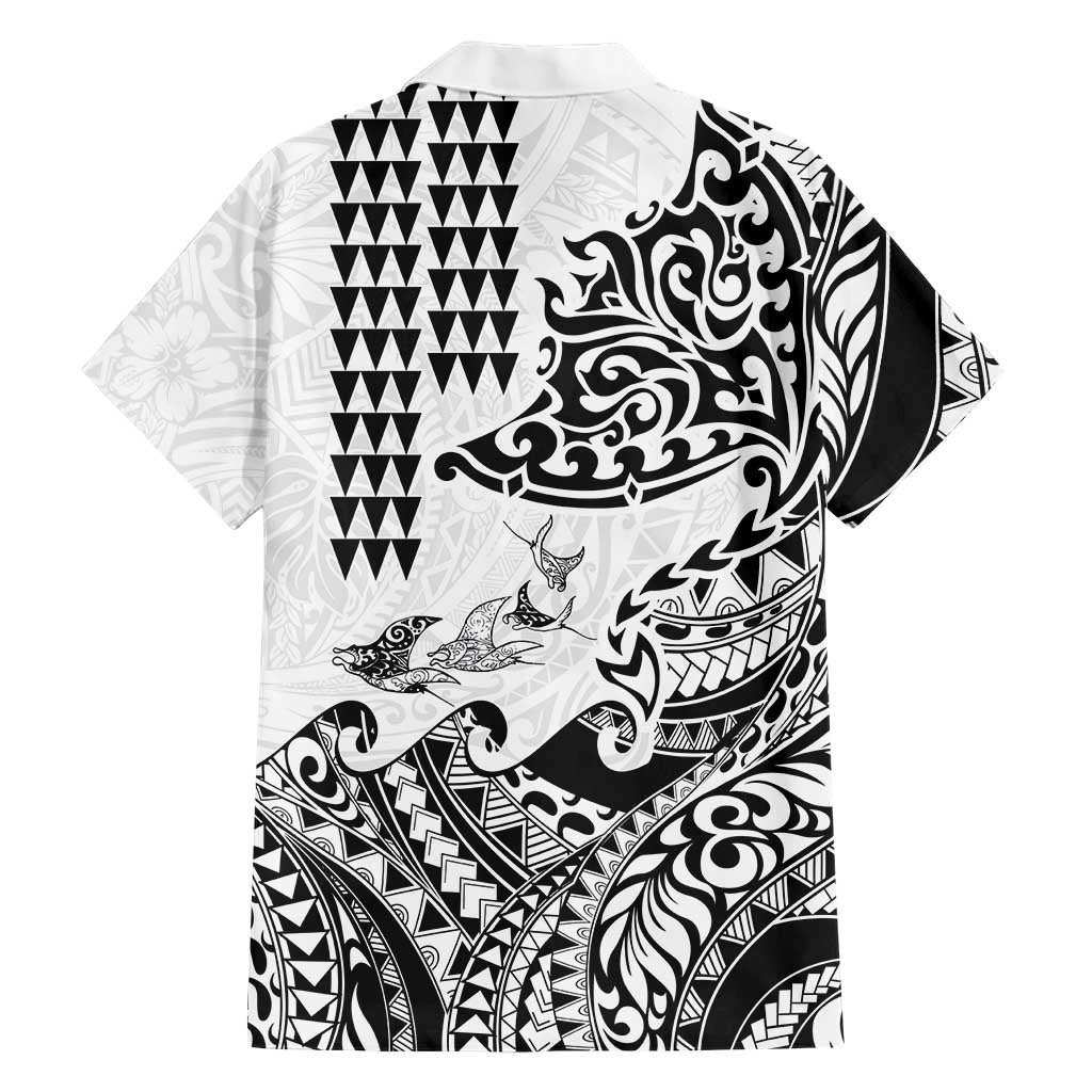 Hawaiian Tribal Manta Ray Hawaiian Shirt Kakau Tattoo and Polynesian Art Motif Pattern LT03 - Polynesian Pride