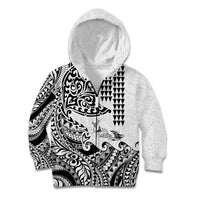 Hawaiian Tribal Manta Ray Kid Hoodie Kakau Tattoo and Polynesian Art Motif Pattern