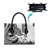 Hawaiian Tribal Manta Ray Leather Bag Kakau Tattoo and Polynesian Art Motif Pattern