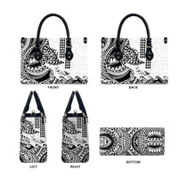 Hawaiian Tribal Manta Ray Leather Bag Kakau Tattoo and Polynesian Art Motif Pattern