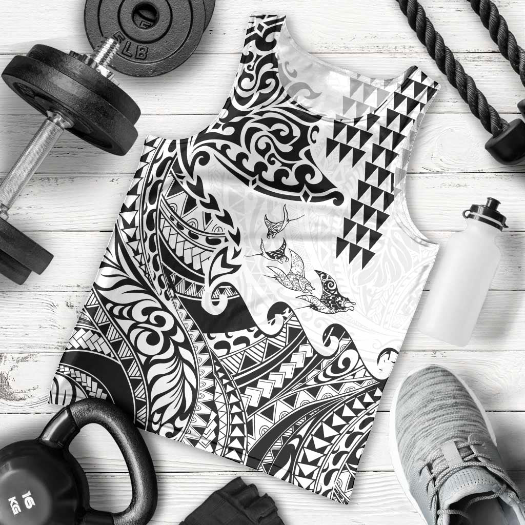 Hawaiian Tribal Manta Ray Men Tank Top Kakau Tattoo and Polynesian Art Motif Pattern LT03 - Polynesian Pride