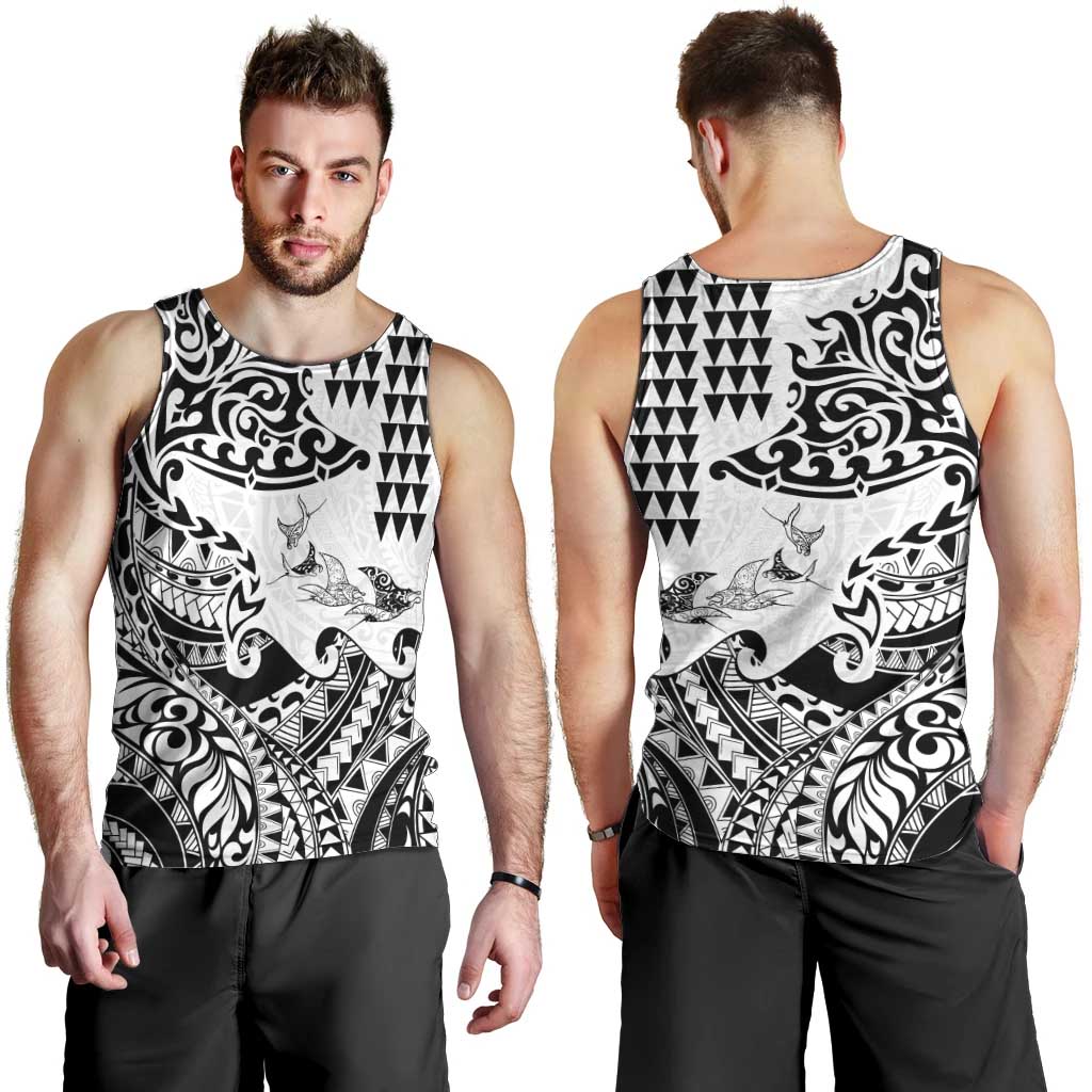 Hawaiian Tribal Manta Ray Men Tank Top Kakau Tattoo and Polynesian Art Motif Pattern LT03 - Polynesian Pride