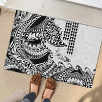 Hawaiian Tribal Manta Ray Rubber Doormat Kakau Tattoo and Polynesian Art Motif Pattern LT03 - Polynesian Pride