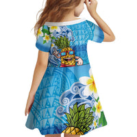 Hawaiian Funny Pineapple Surfing Family Matching Mermaid Dress and Hawaiian Shirt Beach with Tribal Kakau and Plumeria LT03 - Polynesian Pride