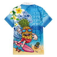 Hawaiian Funny Pineapple Surfing Family Matching Mermaid Dress and Hawaiian Shirt Beach with Tribal Kakau and Plumeria LT03 - Polynesian Pride