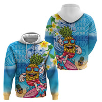 Hawaiian Funny Pineapple Surfing Hoodie Beach with Tribal Kakau and Plumeria