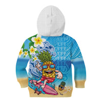 Hawaiian Funny Pineapple Surfing Kid Hoodie Beach with Tribal Kakau and Plumeria