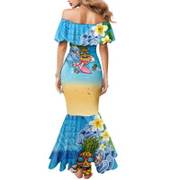 Hawaiian Funny Pineapple Surfing Mermaid Dress Beach with Tribal Kakau and Plumeria