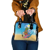 Hawaiian Funny Pineapple Surfing Shoulder Handbag Beach with Tribal Kakau and Plumeria LT03 One Size Multicolor - Polynesian Pride
