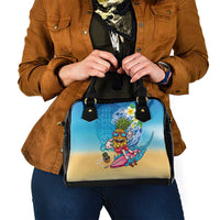Hawaiian Funny Pineapple Surfing Shoulder Handbag Beach with Tribal Kakau and Plumeria LT03 - Polynesian Pride