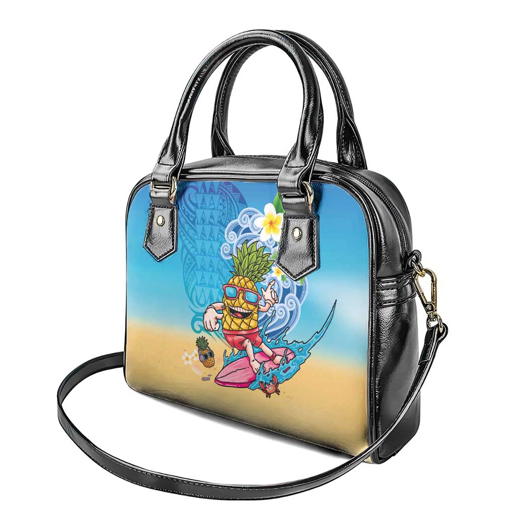 Hawaiian Funny Pineapple Surfing Shoulder Handbag Beach with Tribal Kakau and Plumeria LT03 - Polynesian Pride