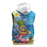 Hawaiian Funny Pineapple Surfing Sleeveless Zip Hoodie Beach with Tribal Kakau and Plumeria