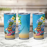 Hawaiian Funny Pineapple Surfing Tumbler Cup Beach with Tribal Kakau and Plumeria