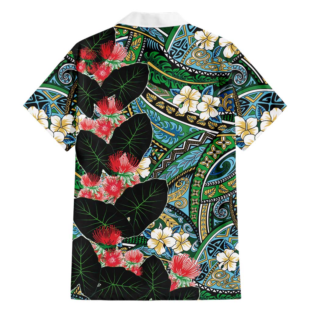 Hawaiian Taro Leaves and Ohia Lehua Family Matching Summer Maxi Dress and Hawaiian Shirt Polynesian Tribal Art Tropical Plants Motifs Colorful LT03 - Polynesian Pride