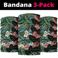 Hawaiian Taro Leaves and Ohia Lehua Neck Gaiter Polynesian Tribal Art Tropical Plants Motifs Colorful
