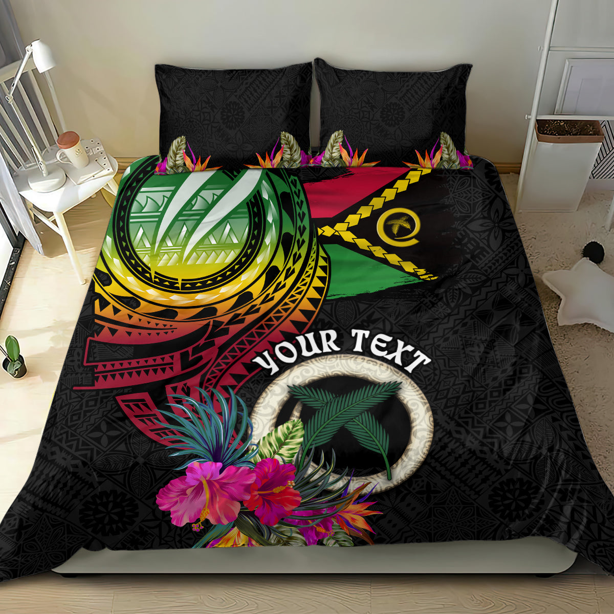 Vanuatu 44th Anniversary Bedding Set Boars Tusk Tugeta Yumi Selebretem Indipendens Dei