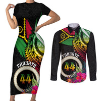 Vanuatu 44th Anniversary Couples Matching Short Sleeve Bodycon Dress and Long Sleeve Button Shirt Boars Tusk Tugeta Yumi Selebretem Indipendens Dei